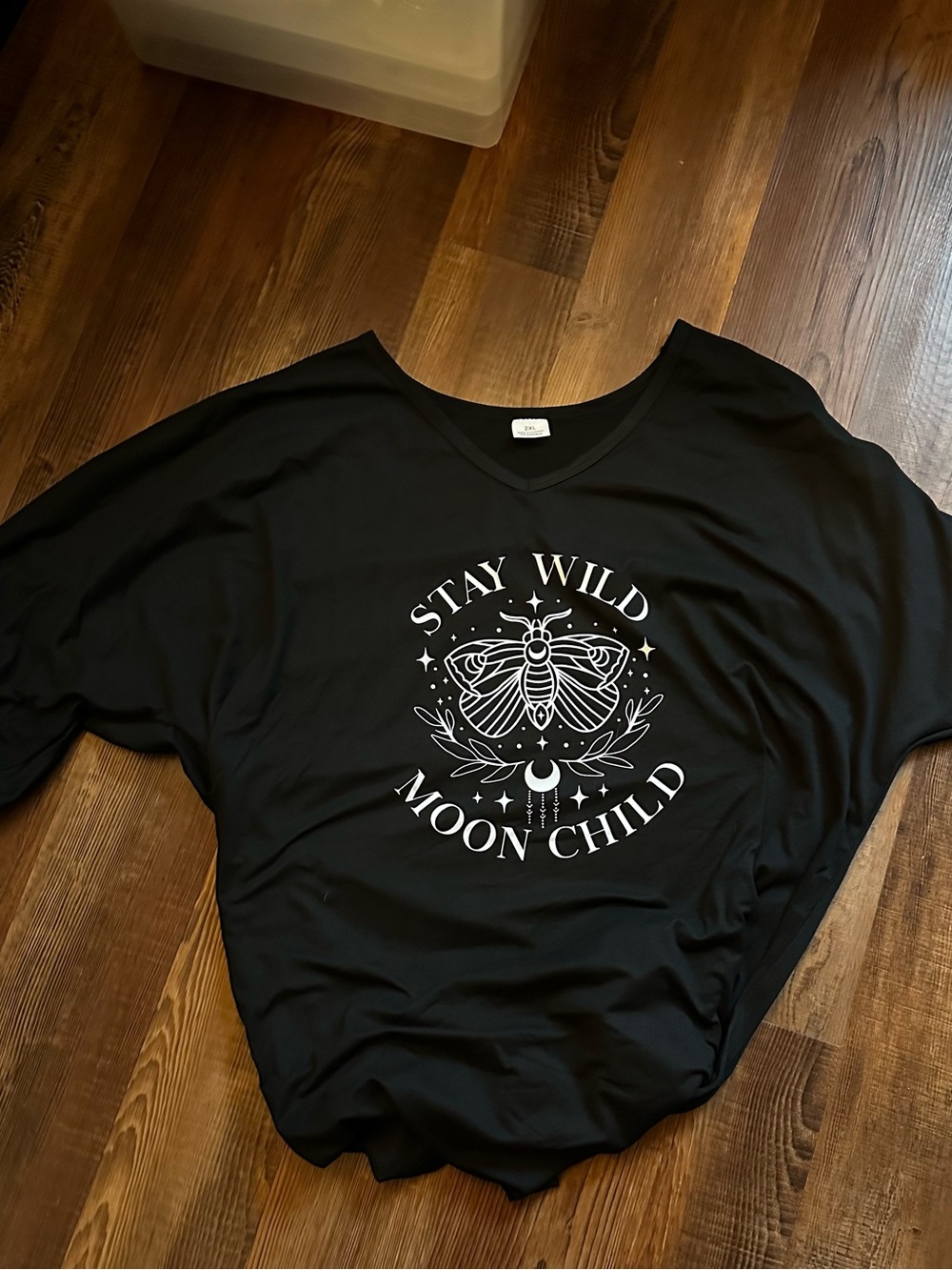 Stay Wild Moon Child Black Graphic V-Neck Top/ night shirt ect.
